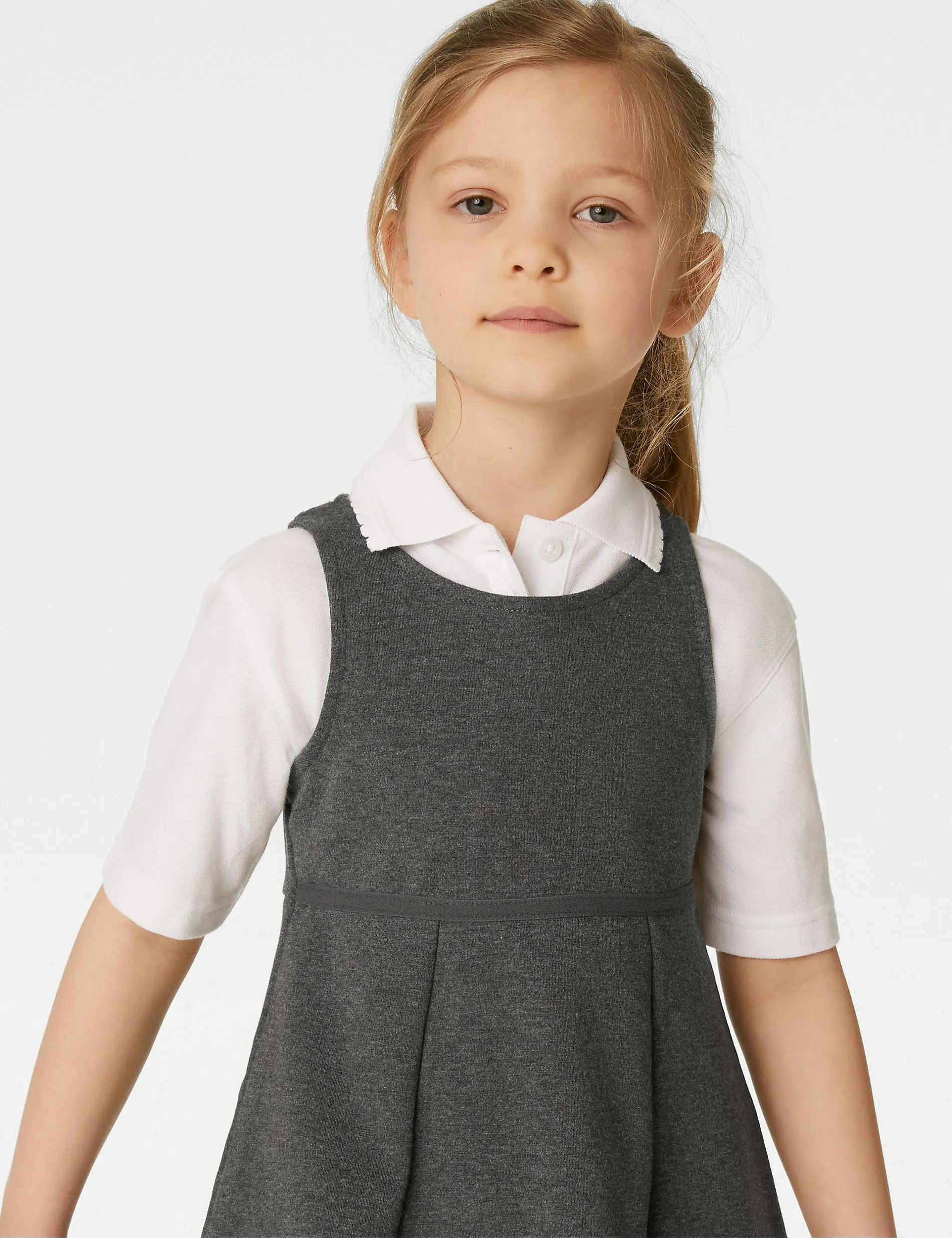 2 Pairs of Cotton School Sundresses for Girls (2-12 Years) Marks & Spencer, Gray