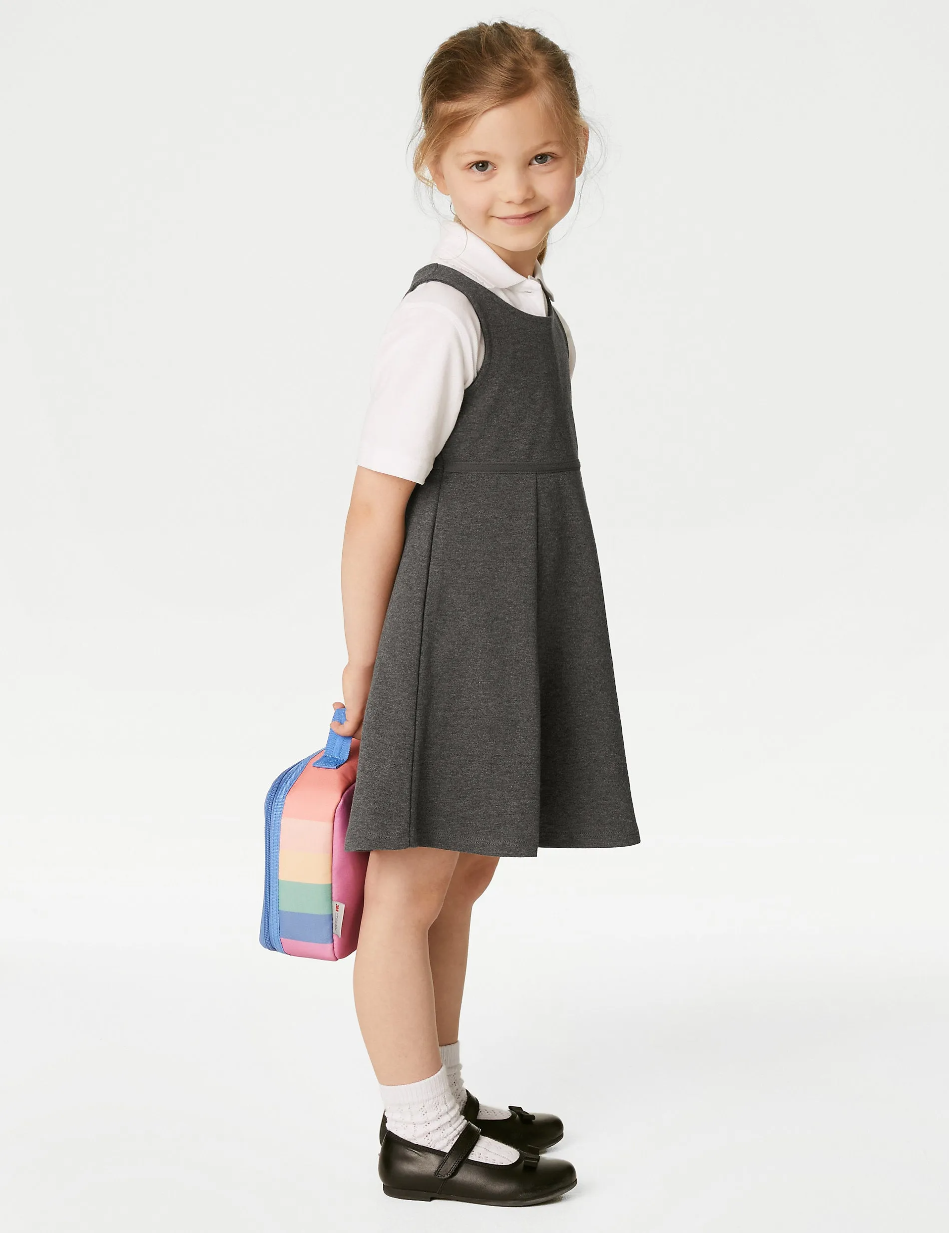 2 Pairs of Cotton School Sundresses for Girls (2-12 Years) Marks & Spencer, Gray