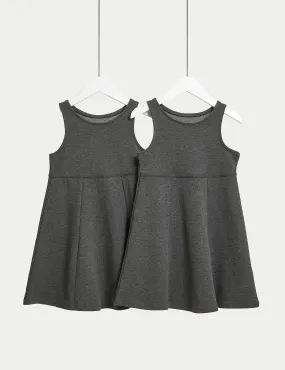 2 Pairs of Cotton School Sundresses for Girls (2-12 Years) Marks & Spencer, Gray