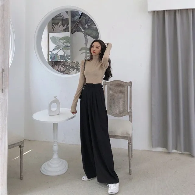 2021 Spring Autumn Women's Wide Leg Pants Full Length Casual Sizes S - L