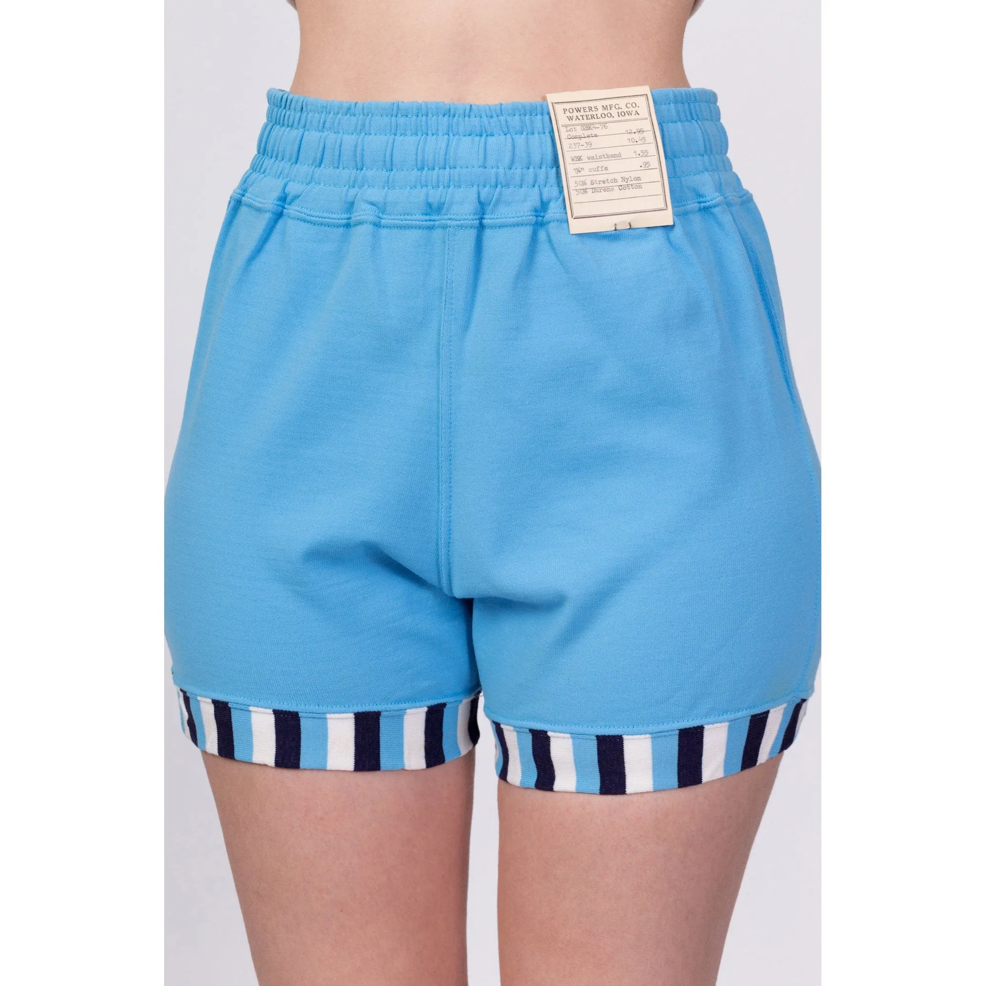 70s Blue Striped Athletic Shorts - Men's XS, Women's Small