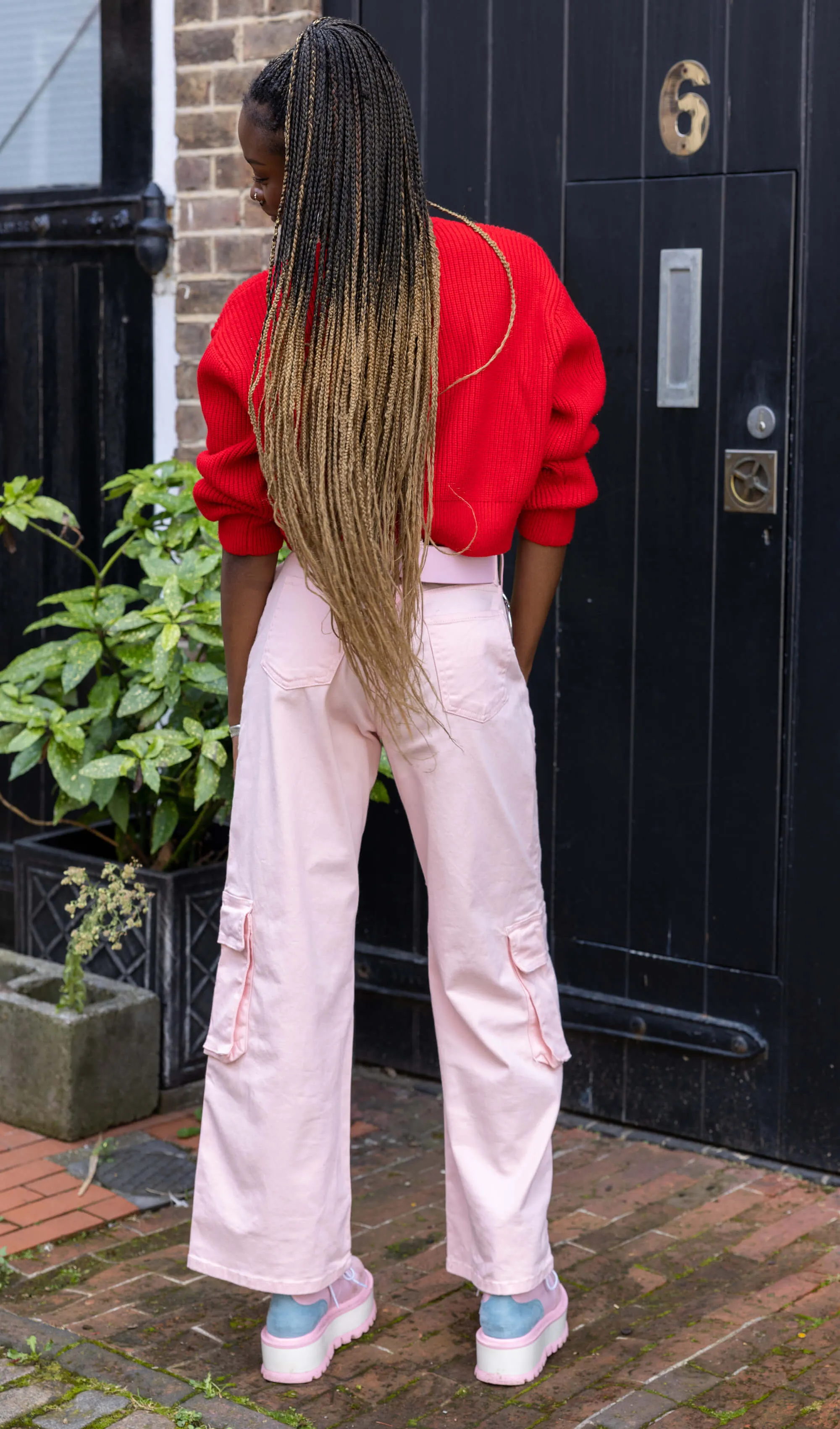 90's Baby Pink Wide Leg Oversized Stretch Cargo Trousers