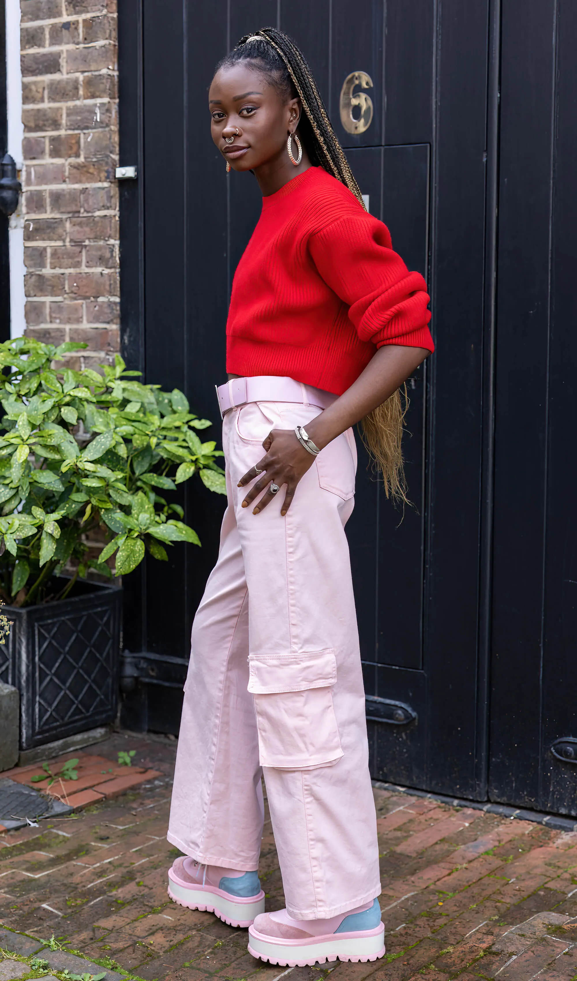 90's Baby Pink Wide Leg Oversized Stretch Cargo Trousers