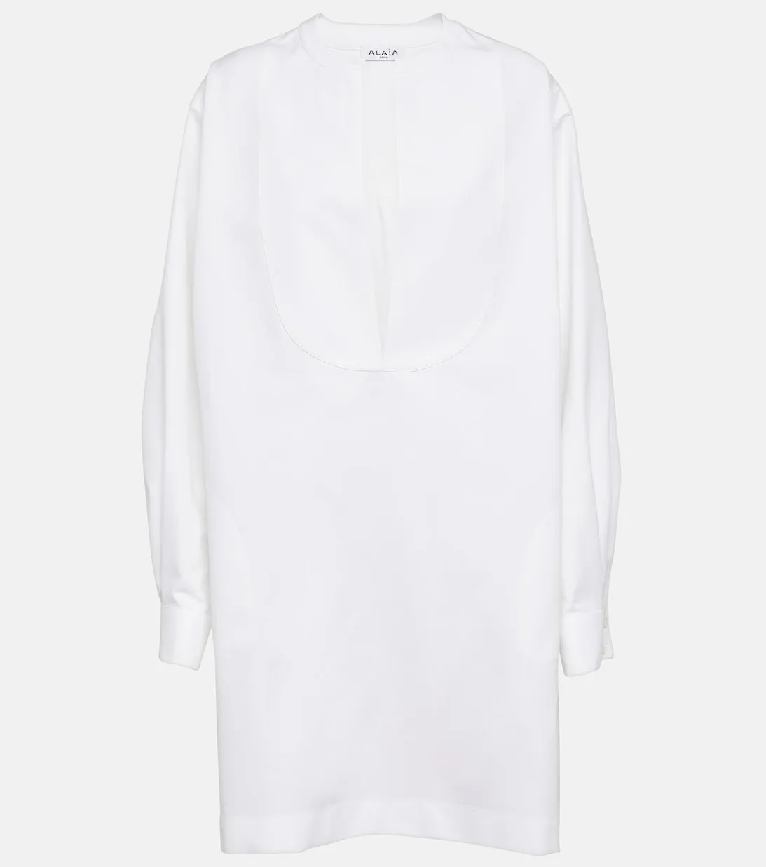 ALAÏA cotton poplin mini dress, white