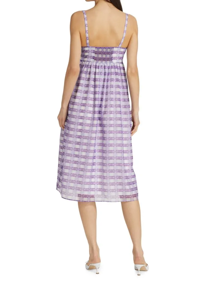 Aspen Baum Und Pferdgarten Plaid Flare Midi Dress in Bright Violet