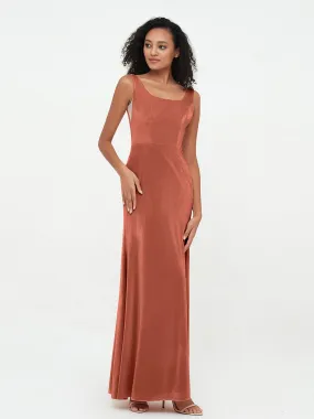 Bateau Neck Mermaid Long Velvet Dresses Rust Plus Size