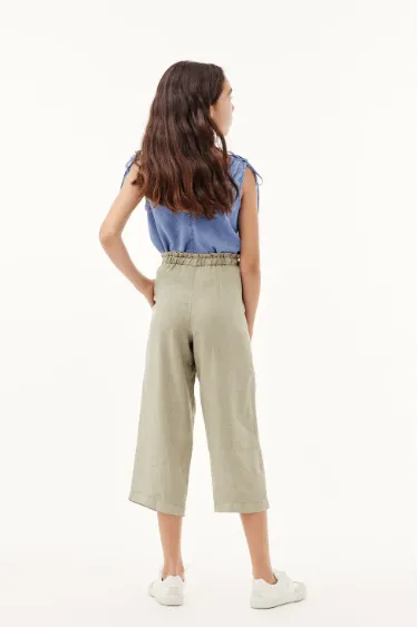 Bella Dahl Girl Delaney Wide Leg Crop in Sage Sea