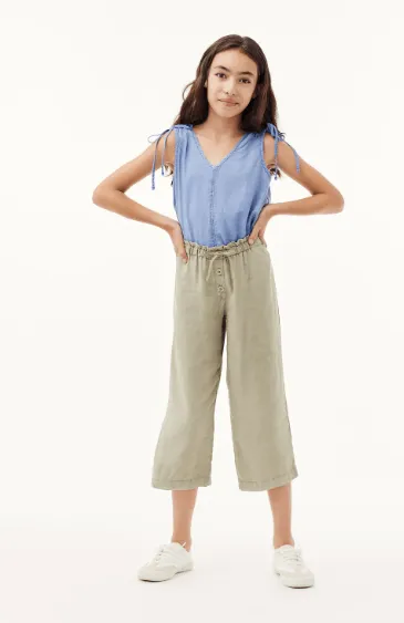 Bella Dahl Girl Delaney Wide Leg Crop in Sage Sea