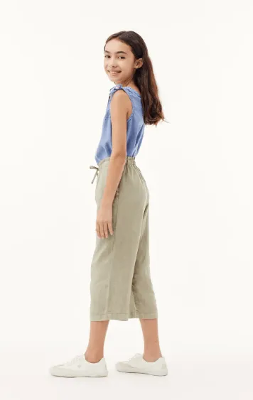 Bella Dahl Girl Delaney Wide Leg Crop in Sage Sea