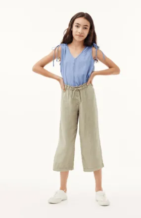 Bella Dahl Girl Delaney Wide Leg Crop in Sage Sea