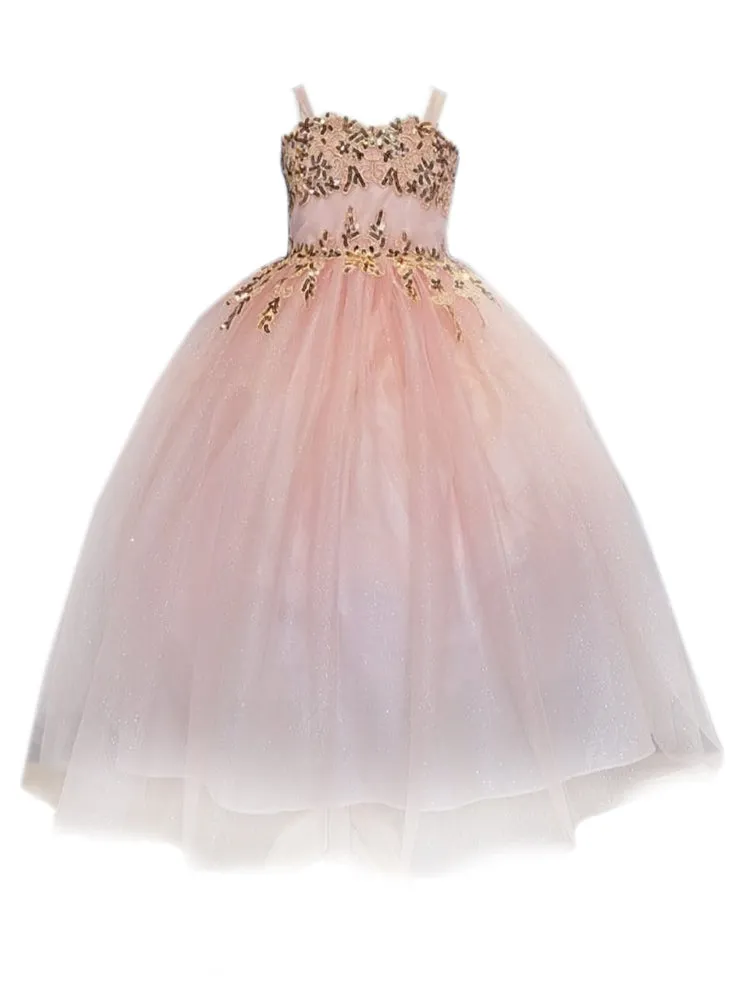 Big Girls Blush Embroidered Sweetheart Neckline Junior Bridesmaid Dress 8-16