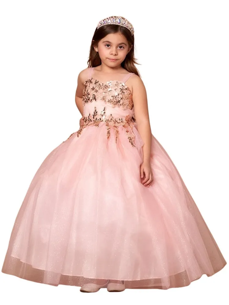 Big Girls Blush Embroidered Sweetheart Neckline Junior Bridesmaid Dress 8-16