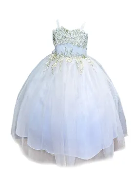 Big Girls Ivory Embroidered Sweetheart Neckline Junior Bridesmaid Dress 8-16