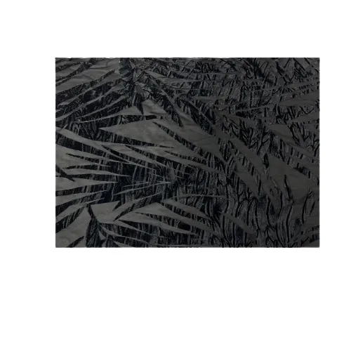 Black Palm Tree Burnout Stretch Velvet Fabric