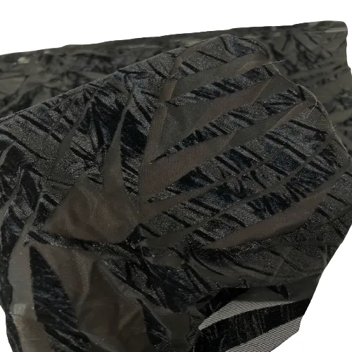 Black Palm Tree Burnout Stretch Velvet Fabric