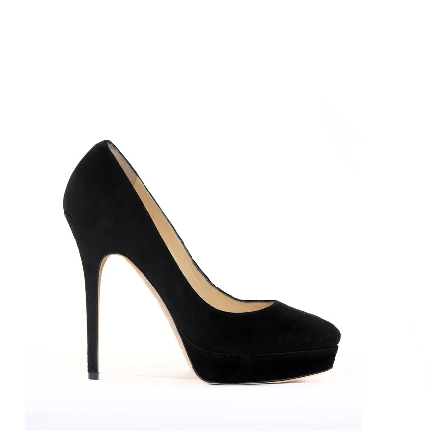 Black Suede Platform Pumps