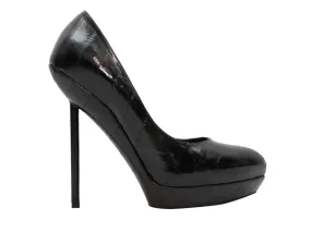 Black Yves Saint Laurent Embossed Platform Pumps Size 40