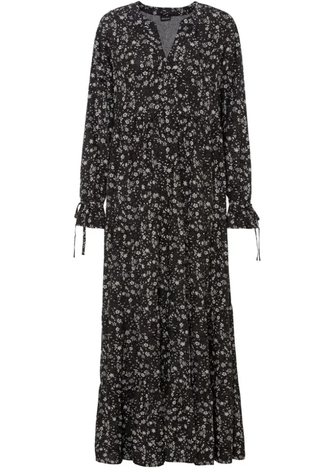 Bodyflirt Eco Viscose Printed Maxi Dress, Black