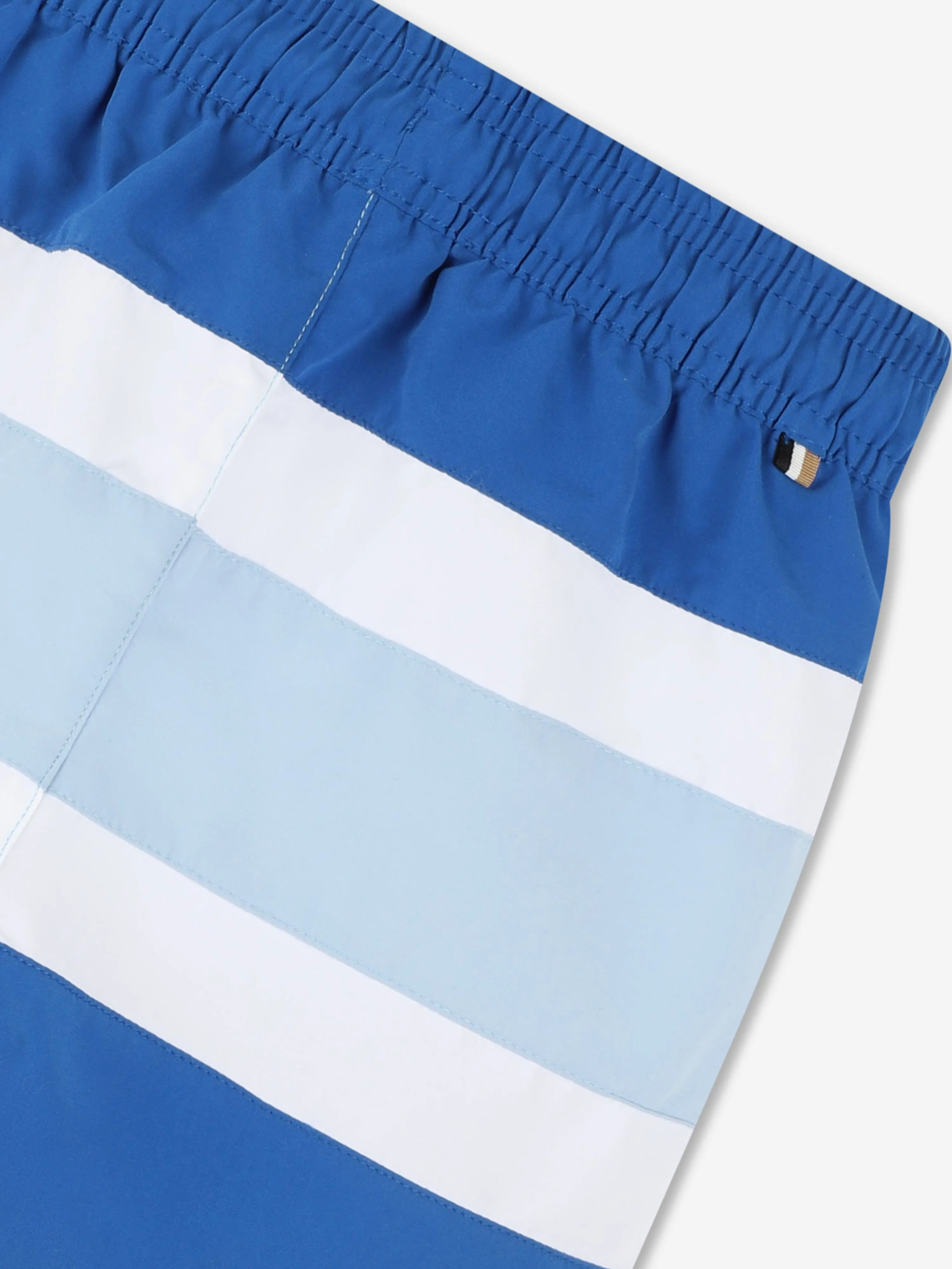 BOSS Boys Striped Swim Shorts in Blue