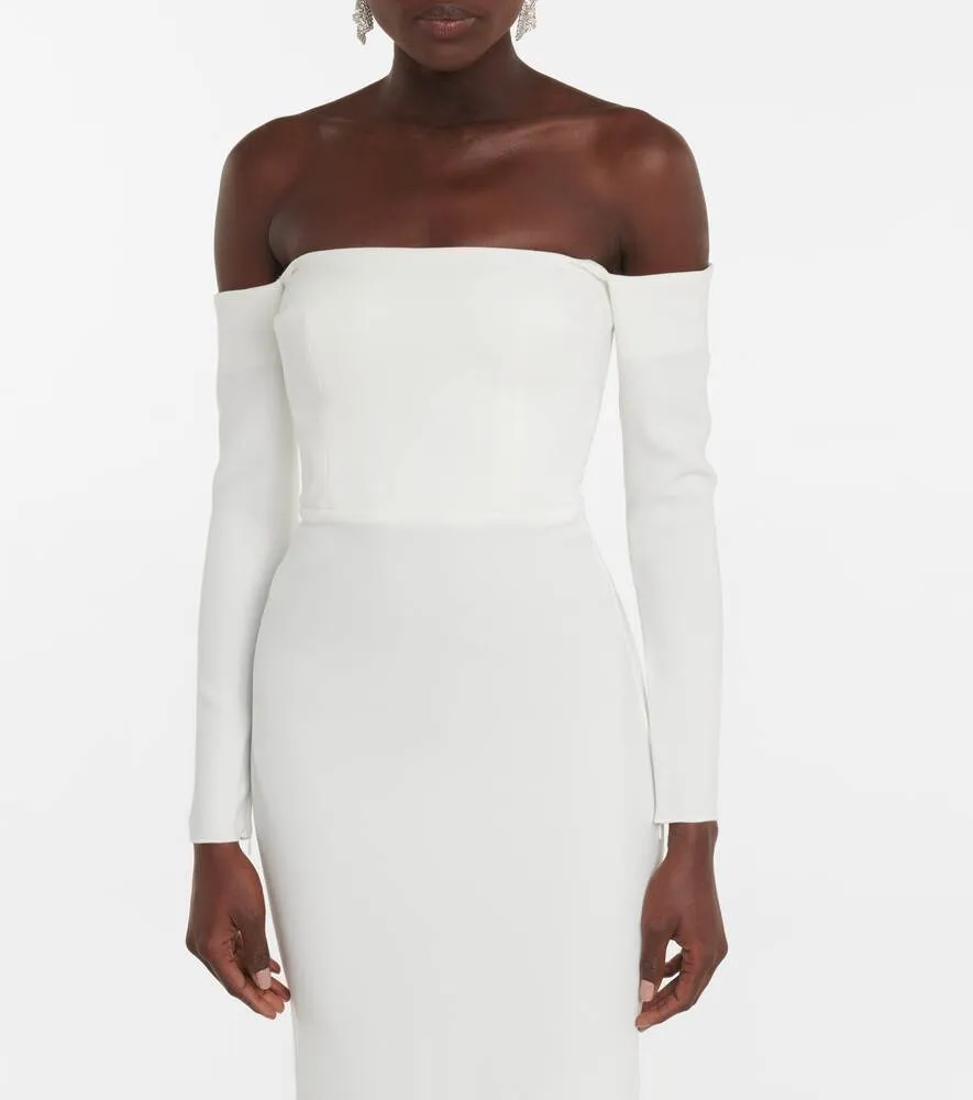 Bridal Tate stretch crepe midi dress ALEX PERRY, white