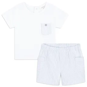 Carrément Beau T Shirt   Shorts Spring 2 Infant White Pale Blue