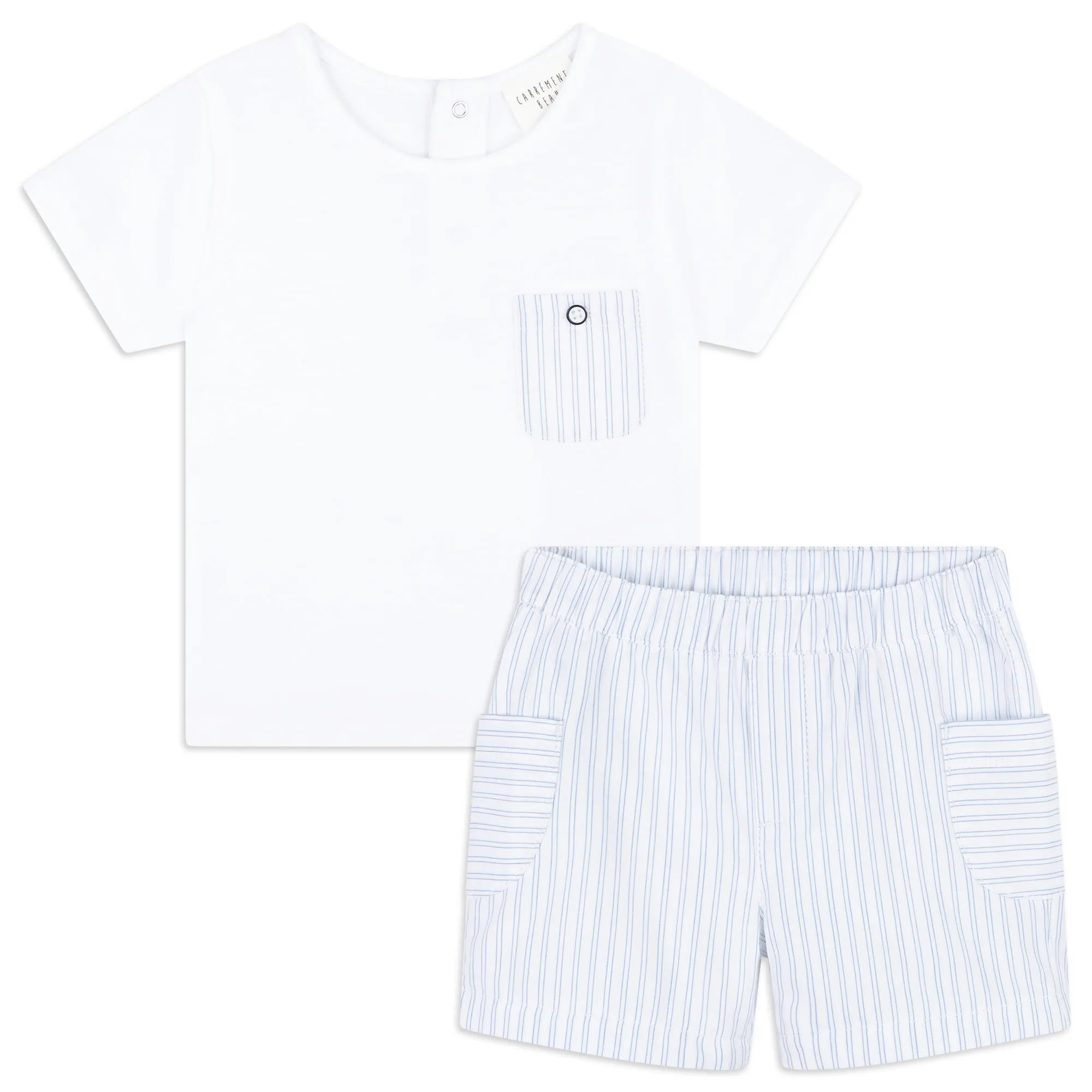 Carrément Beau T Shirt   Shorts Spring 2 Infant White Pale Blue