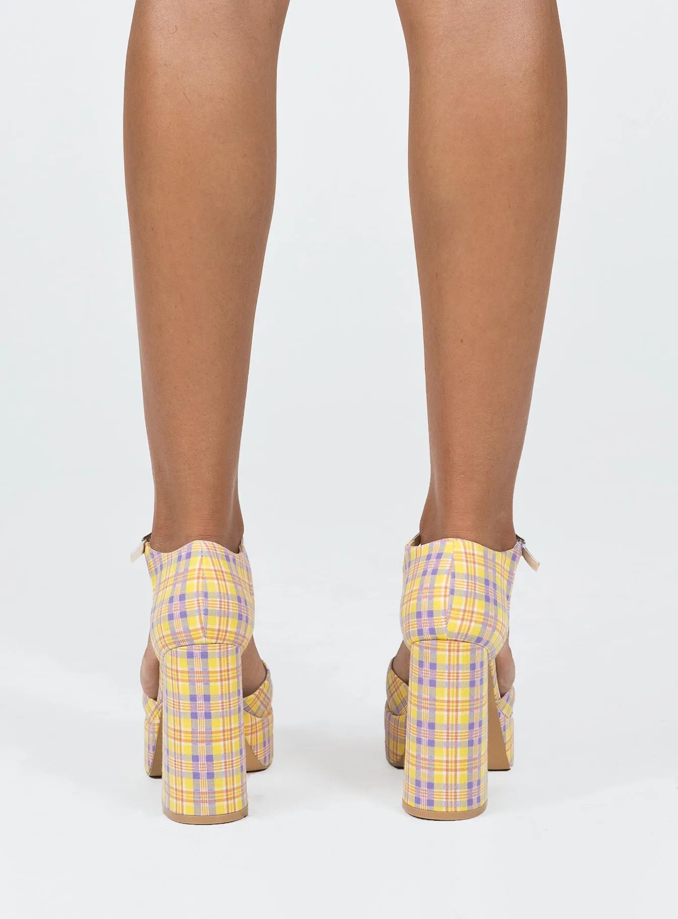 Chabert Platform Heels Yellow / Check