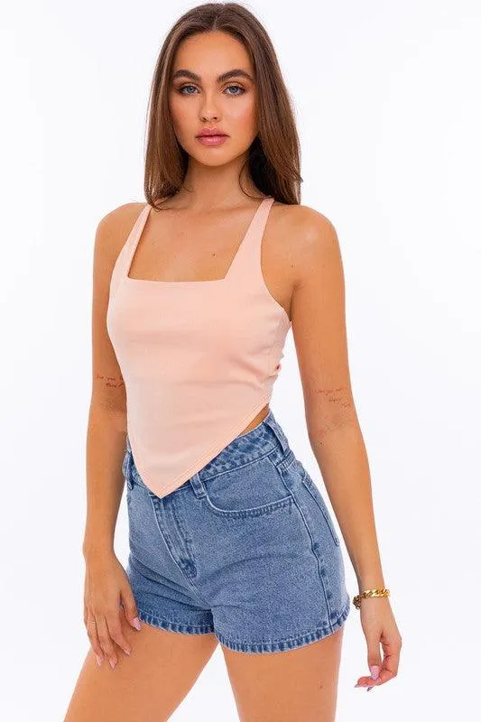 Criss Cross Open Back Handkerchief Top