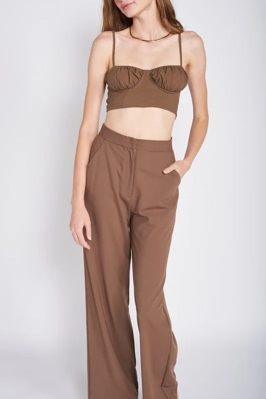 EMORY PARK Junior Spaghetti Straps Crop Top with an Open Back