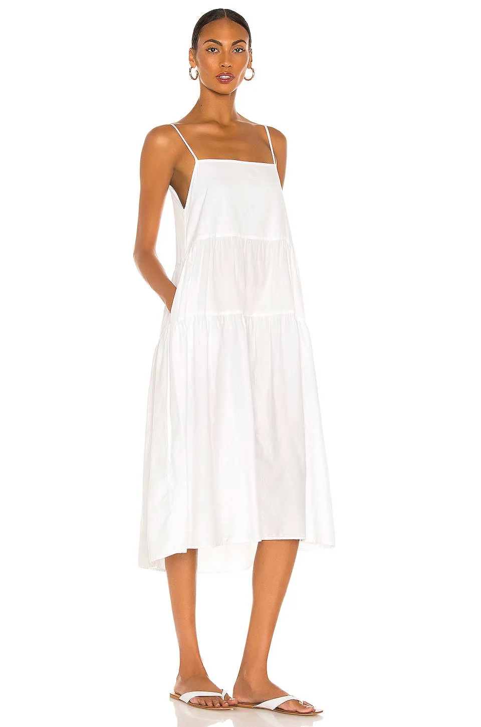 Enza Costa Cotton Tiered Dress, White