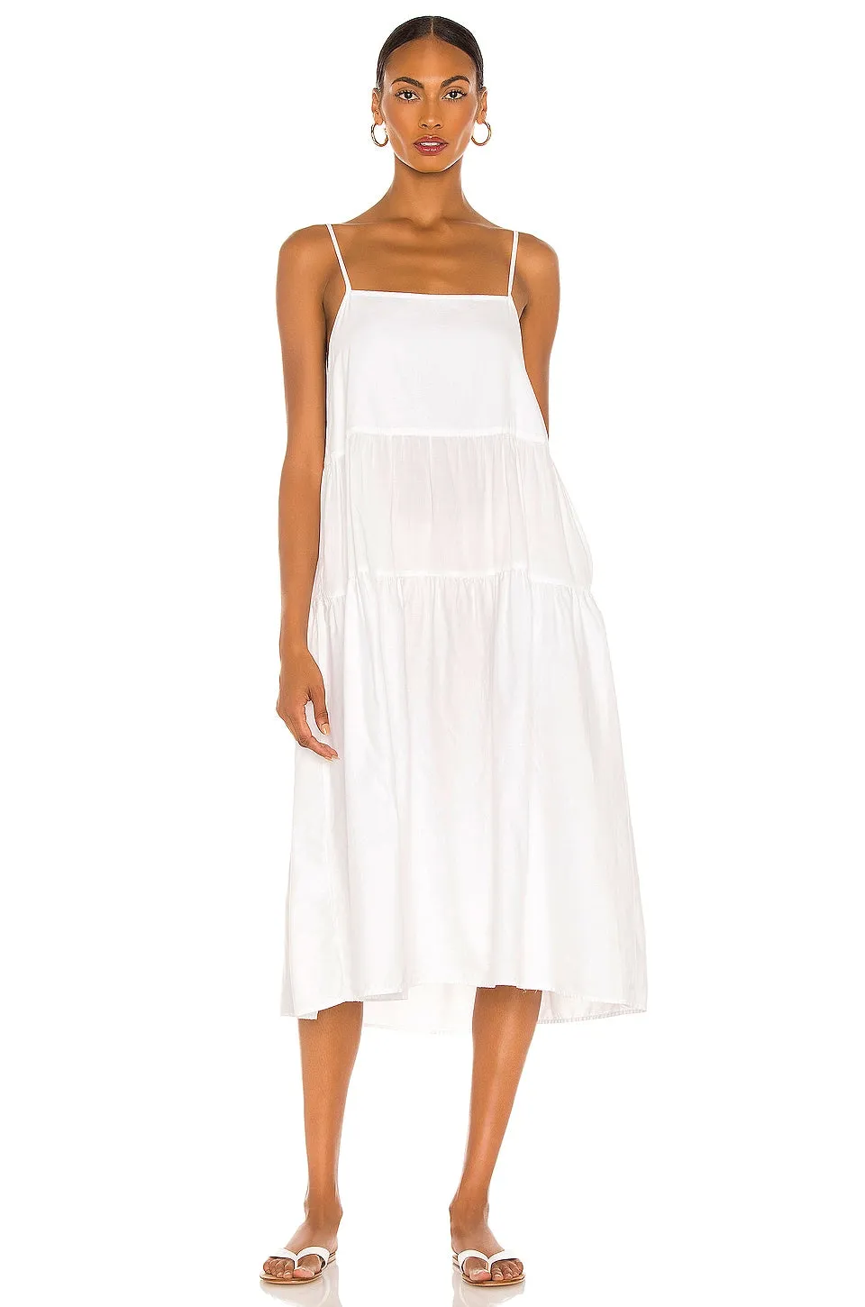 Enza Costa Cotton Tiered Dress, White