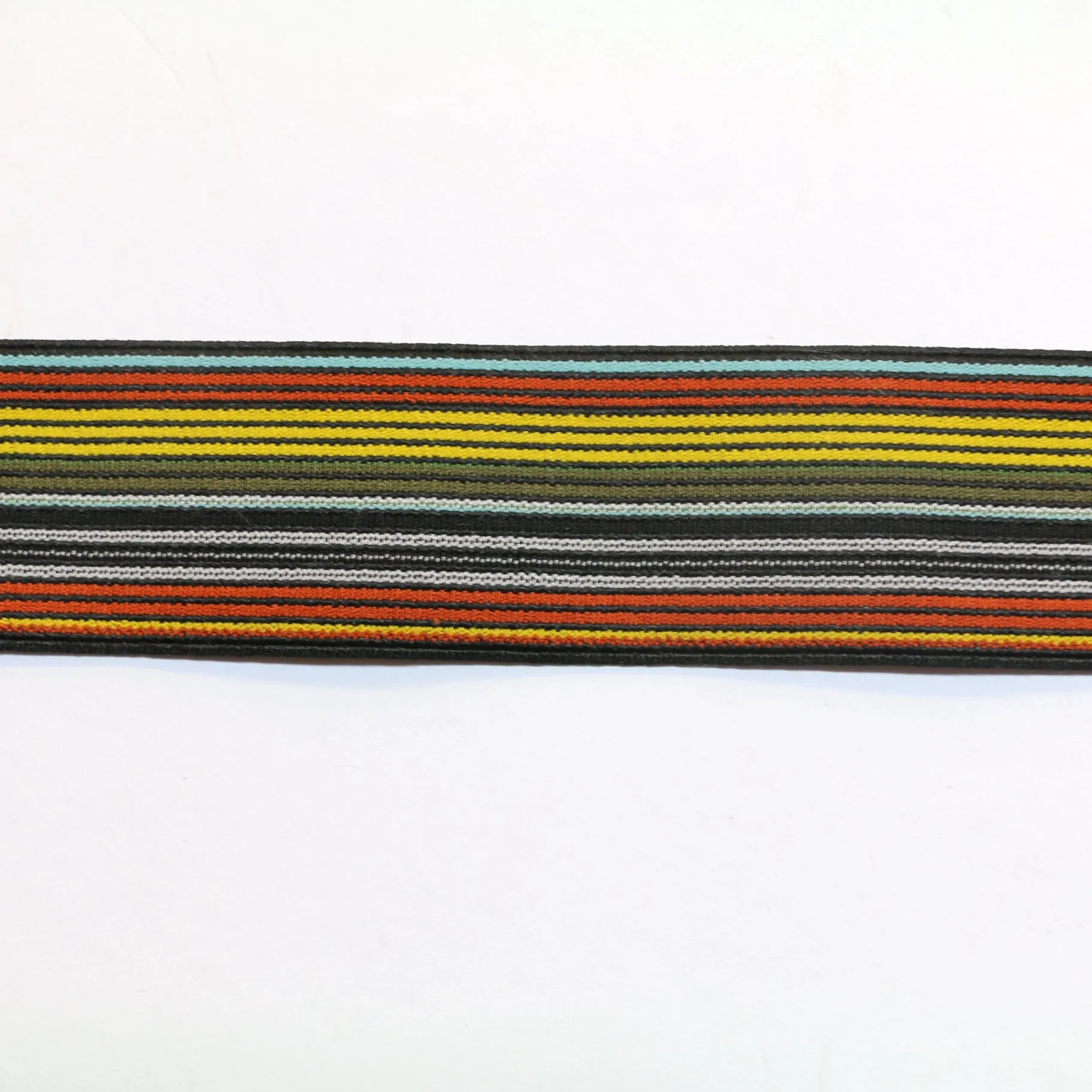 Fancy Elastic (40mm/1 1/2") - Orange-Yellow-Khaki-White/Black