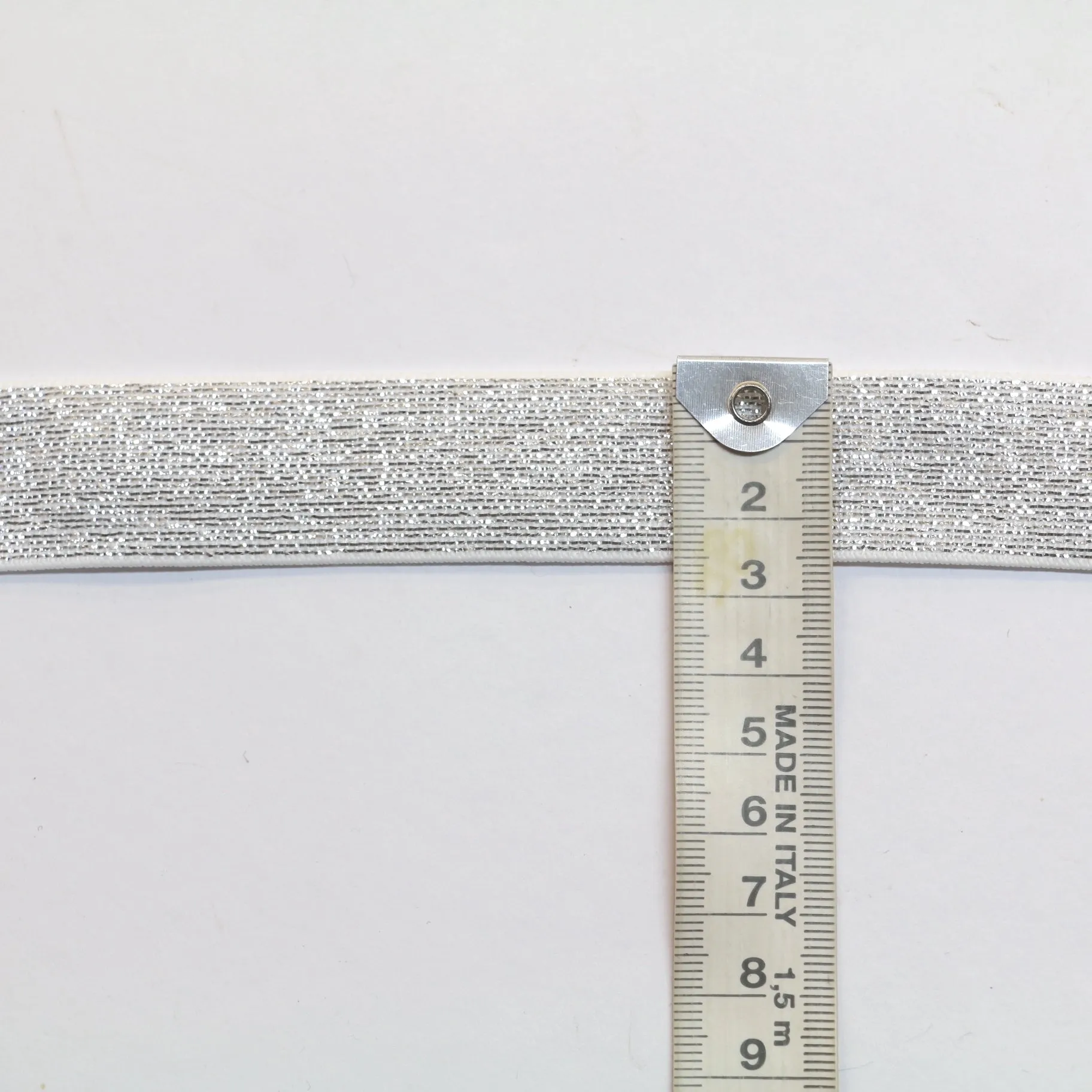 Fancy Elastic Elastic (25mm/ 1") - White/Silver Lurex