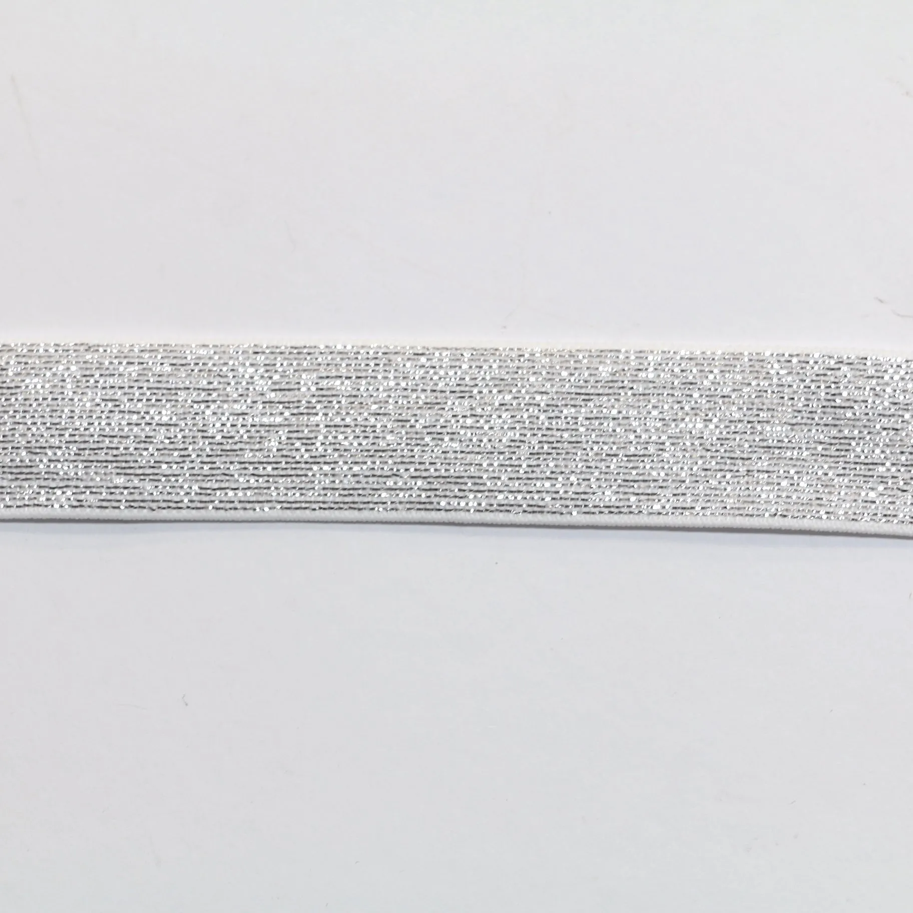 Fancy Elastic Elastic (25mm/ 1") - White/Silver Lurex