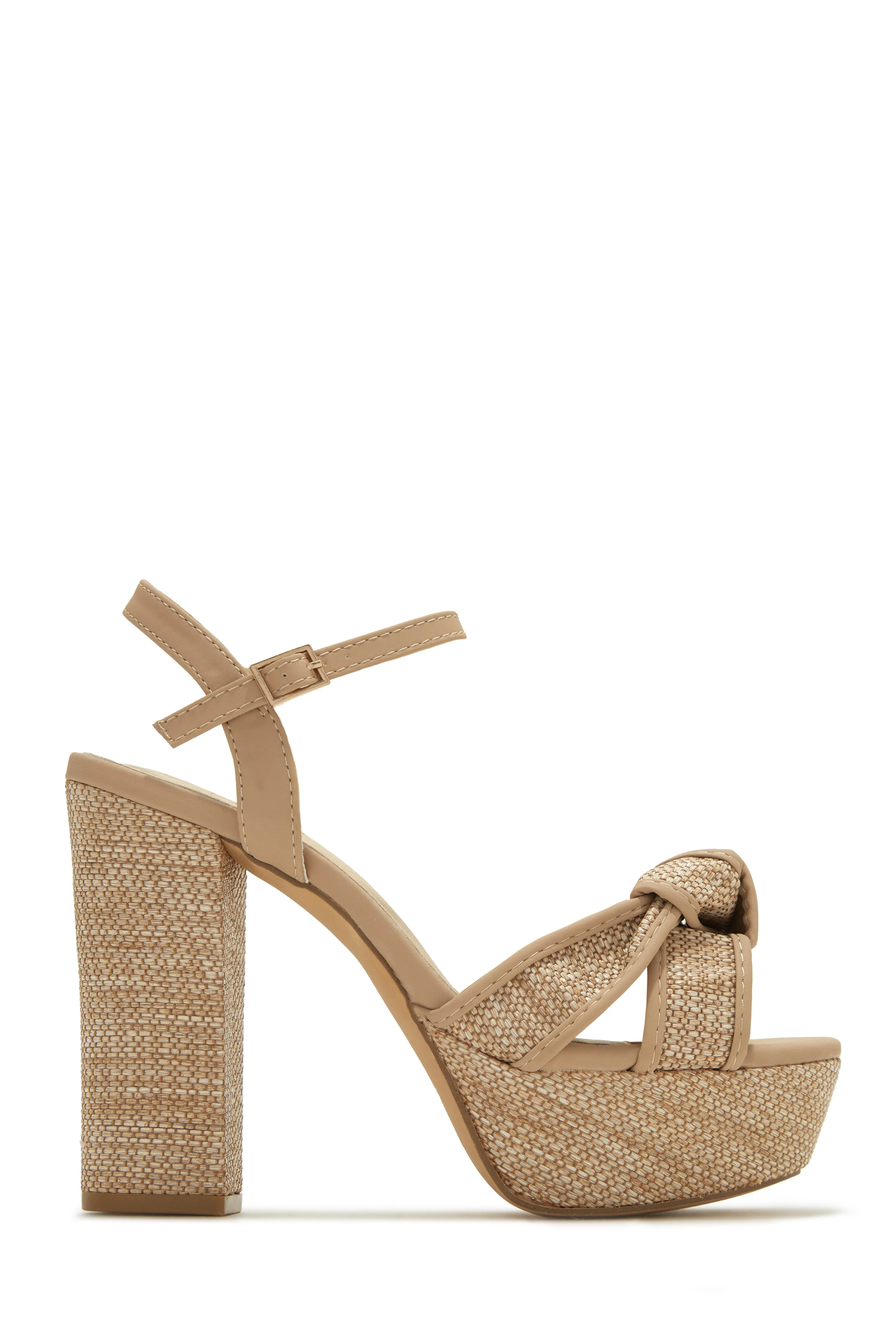 Fernanda Platform Block High Heels - Natural