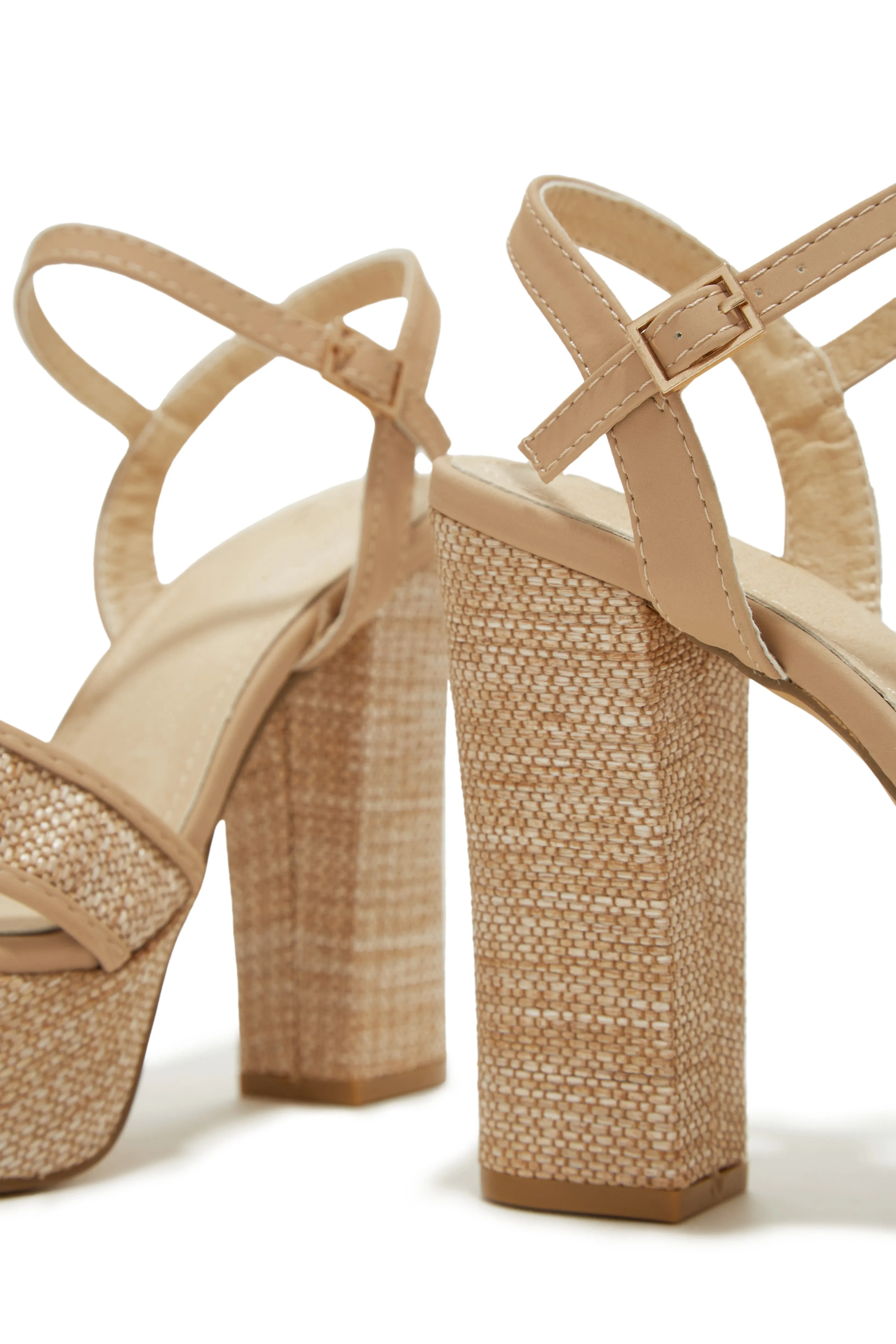 Fernanda Platform Block High Heels - Natural