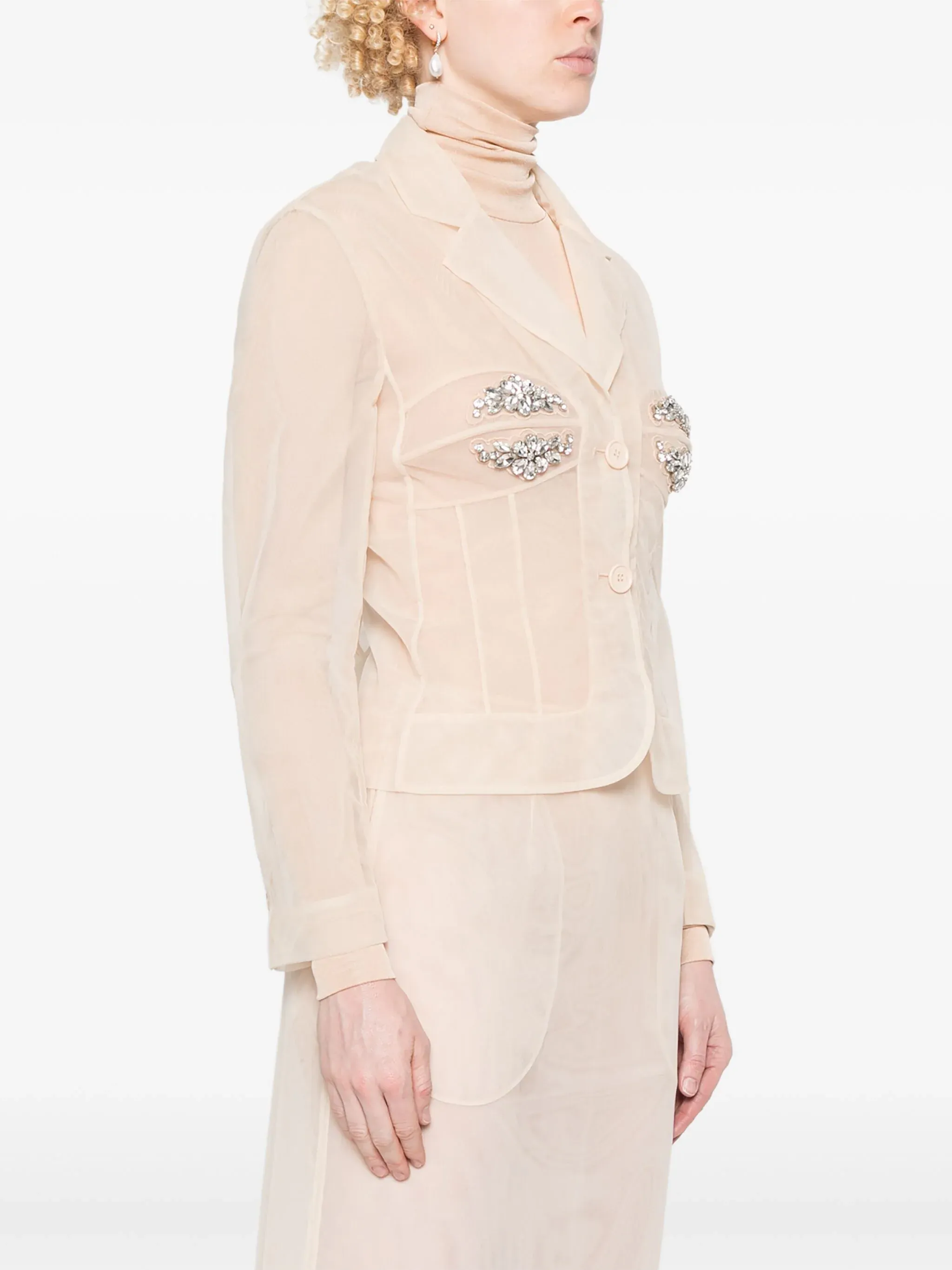 Fitted Bust Detail Jacket With Embellishment