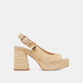 FLORES HEELS NATURAL RAFFIA