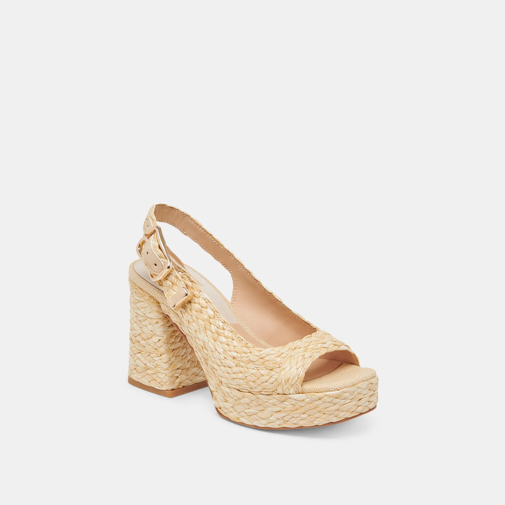 FLORES HEELS NATURAL RAFFIA