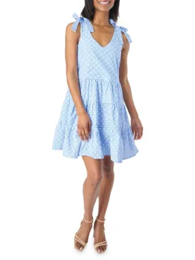 Gibsonlook Polka Dot Tent Dress with Bow in French Blue