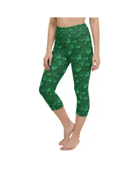 Irish 3D Shamrocks Yoga Capris