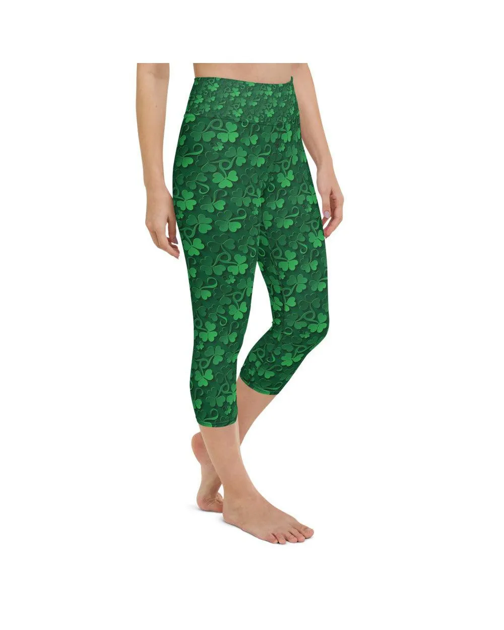 Irish 3D Shamrocks Yoga Capris