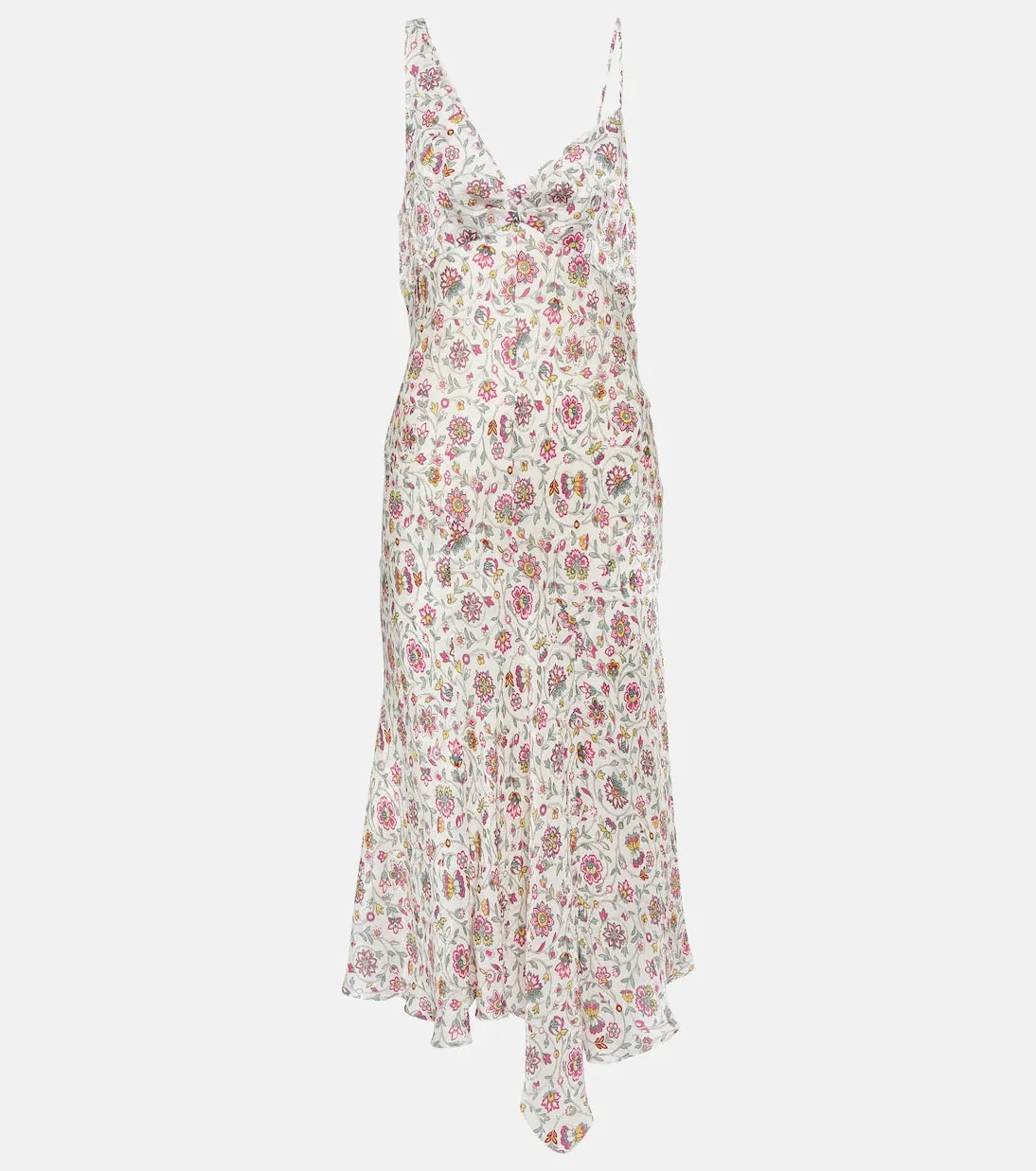 Isabel Marant satin lucia midi dress with floral print, multicolor