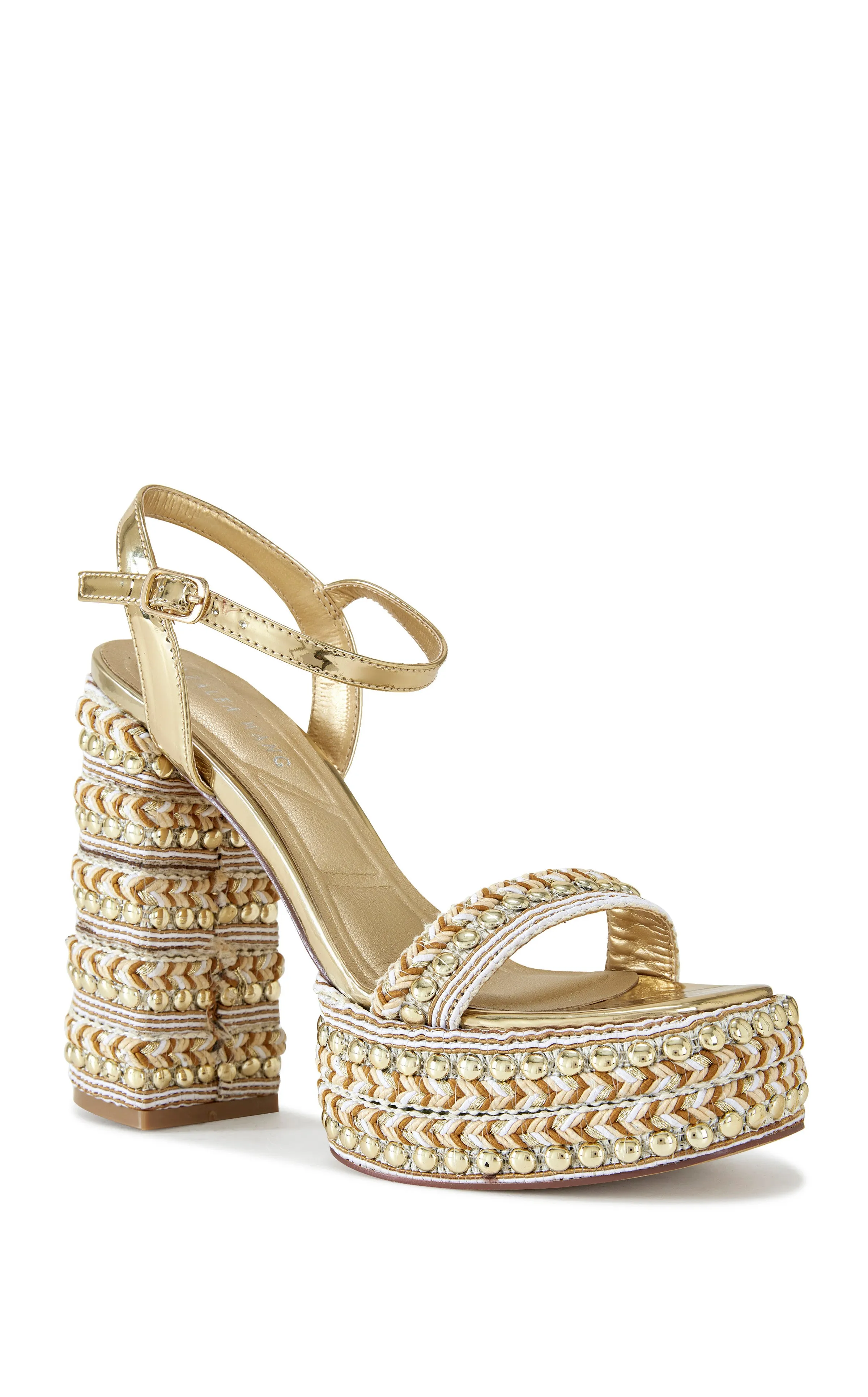 JUDSON-GOLD BLOCK HEELED SANDAL