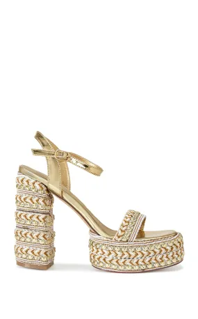 JUDSON-GOLD BLOCK HEELED SANDAL