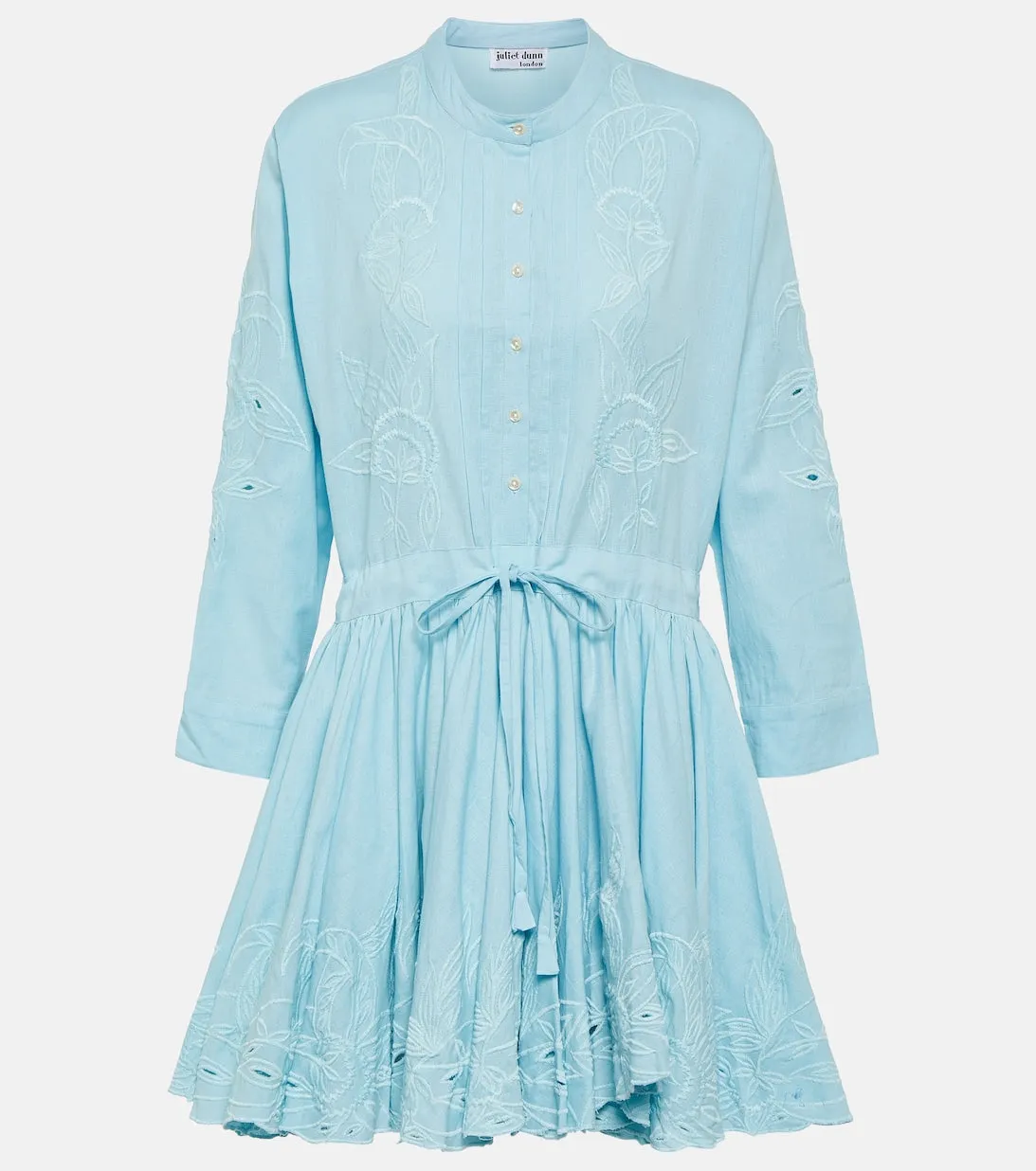 JULIET DUNN embroidered cotton mini dress, blue