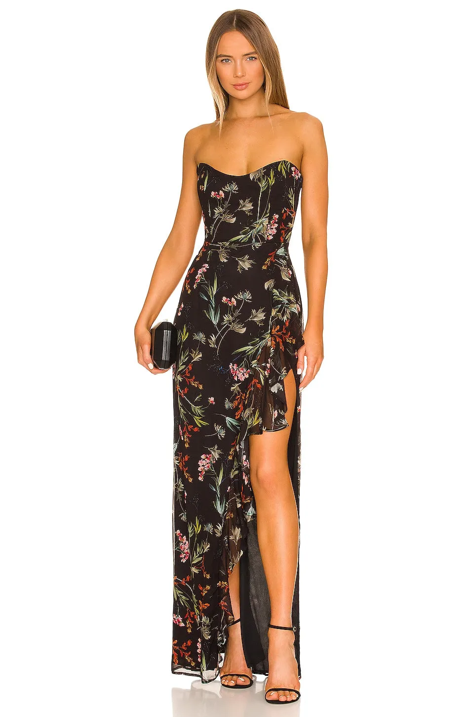 Katie May Baby Cakes Gown Dress in Black Floral