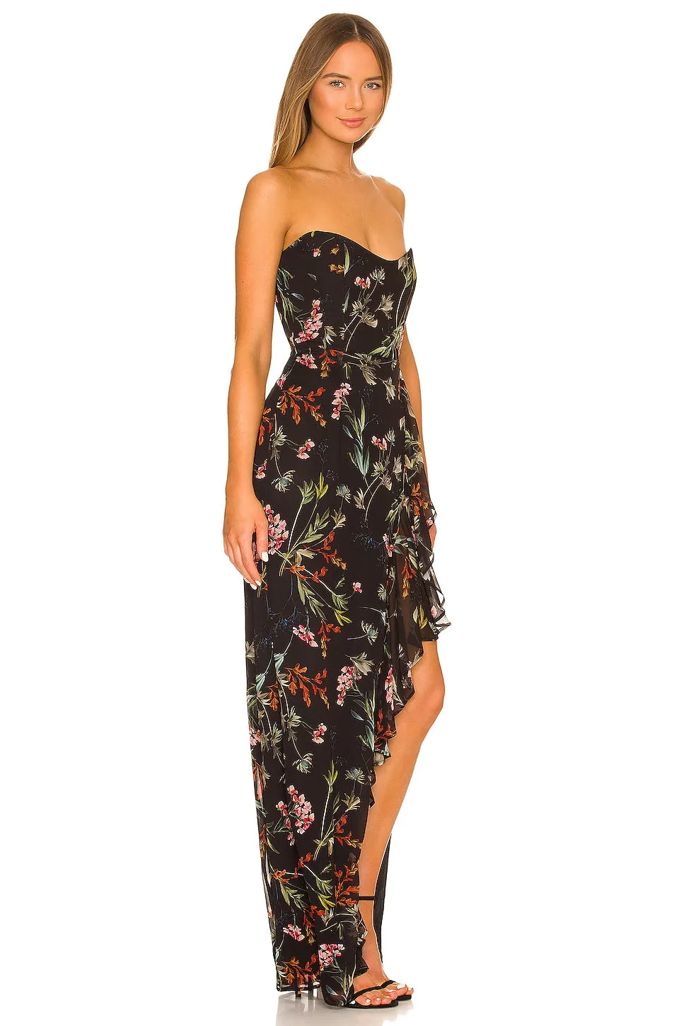 Katie May Baby Cakes Gown Dress in Black Floral