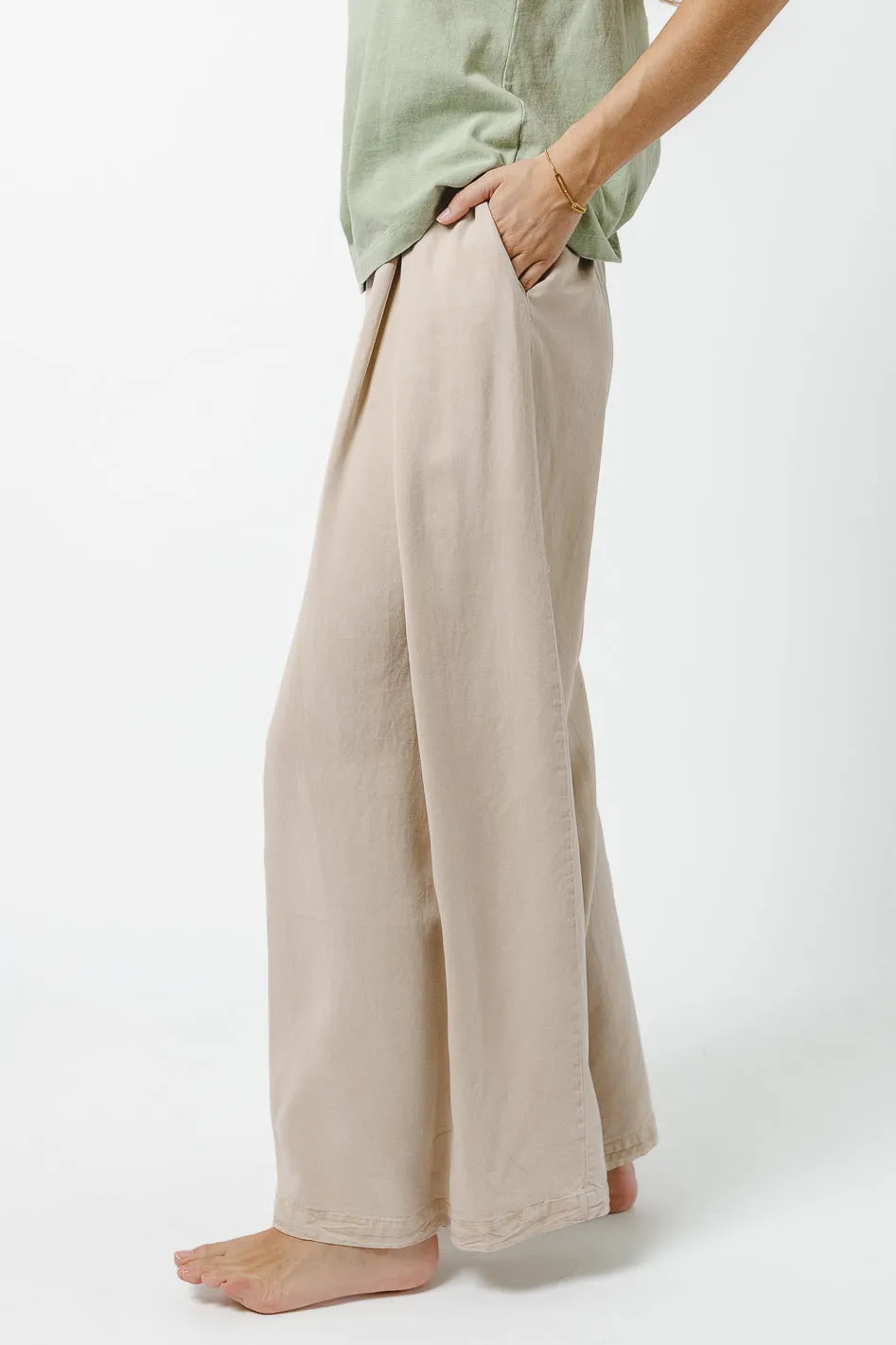 Katie Wide Leg Tencel Pants in Taupe - FINAL SALE