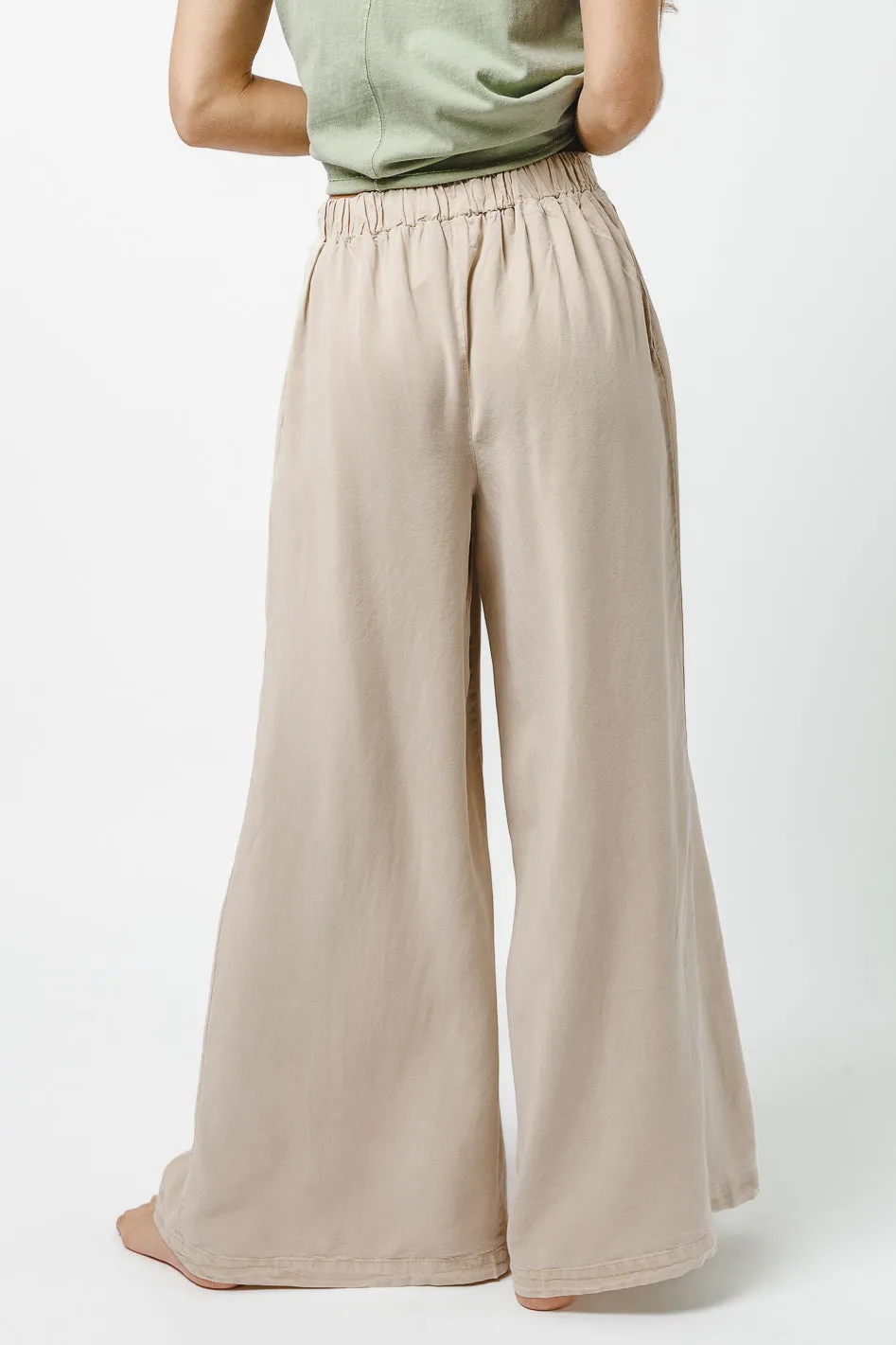 Katie Wide Leg Tencel Pants in Taupe - FINAL SALE